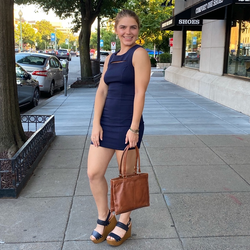 Navy blue fitted dress